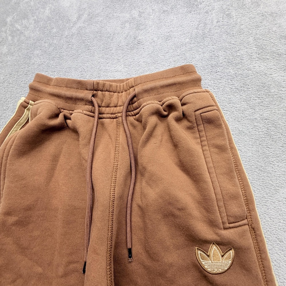 Adidas Pants Womens M Brown Fleece Track Tapered Side Stripe Originals - Picture 3 of 9